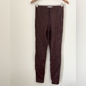 Good American Faux Leather Stretch Leggings Contemporary Feminine Brown